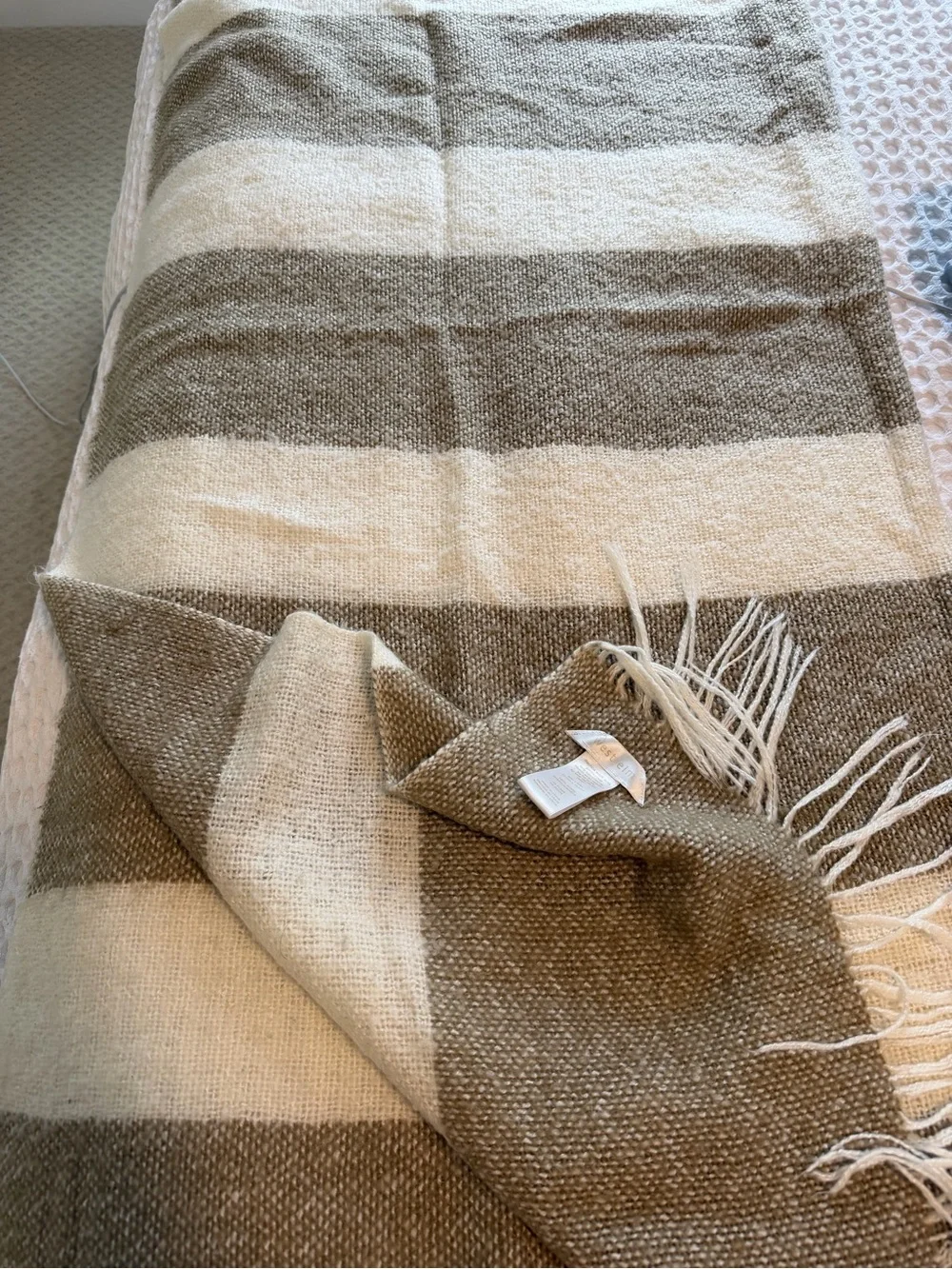Neutral Striped West Elm Throw Blanket